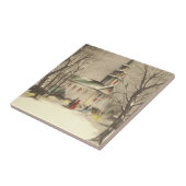 冬の雪景色の教会 タイル (側面)