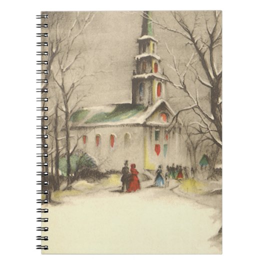 冬の雪景色の教会 ノートブック (正面)