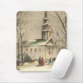 冬の雪景色の教会 マウスパッド (マウス)