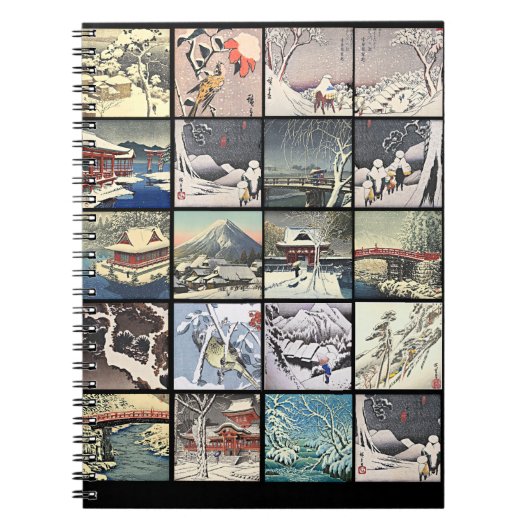 冬の雪景色の木々は日本の絵画を描く ノートブック (正面)