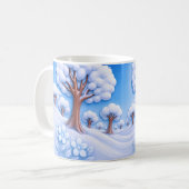 冬の雪景色の木 コーヒーマグカップ (正面左)