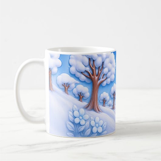 冬の雪景色の木 コーヒーマグカップ (左)