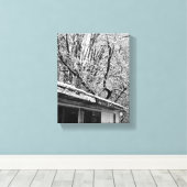 冬の雪景色の白素朴色と黒の写真 キャンバスプリント (インサイチュ (ウッドフロア))