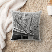 冬の雪景色の白素朴色と黒の写真 クッション (ブランケット)