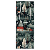 冬の雪景色の農場  ワインギフトバッグ (正面)