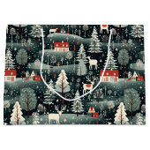 冬の雪景色の農家  ラージペーパーバッグ (正面)