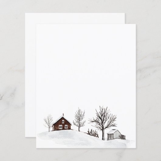 冬の雪景色の鹿 (正面/裏面)