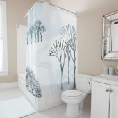 冬の雪景色アート シャワーカーテン (インサイチュ)