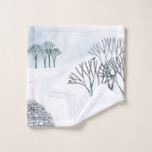 冬の雪景色アート バスタオルセット (ウォッシュタオル)