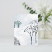 冬の雪景色アート ポストカード (スタンド正面)