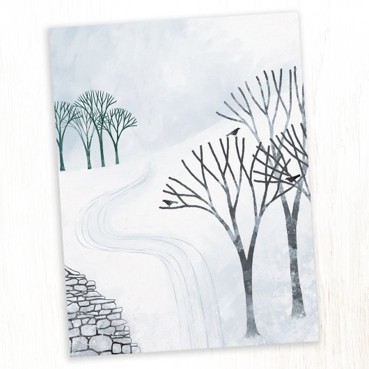 冬の雪景色アート ポストカード