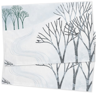 冬の雪景色アート 枕カバー