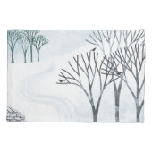 冬の雪景色アート 枕カバー (裏面-左)