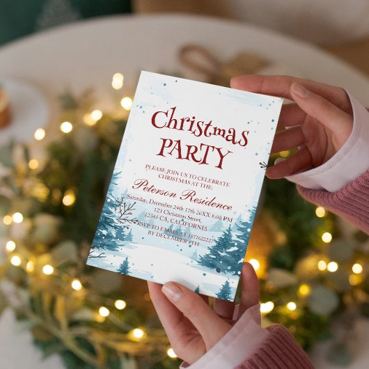 冬の雪景色クリスマスパーティー 招待状