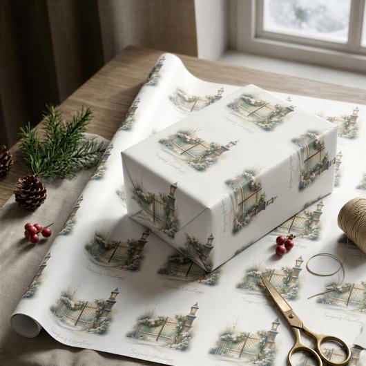 冬の雪景色 クリスマス ギフト ラッピングペーパー