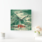 冬の雪景色 スクエア壁時計 (ホーム)