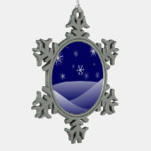 冬の雪景色 スノーフレークピューターオーナメント (左)