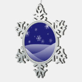 冬の雪景色 スノーフレークピューターオーナメント (右)