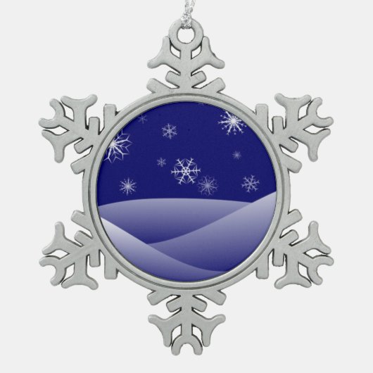 冬の雪景色 スノーフレークピューターオーナメント (正面)