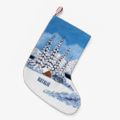 冬の雪景色 スモールクリスマスストッキング (正面 (吊り時))