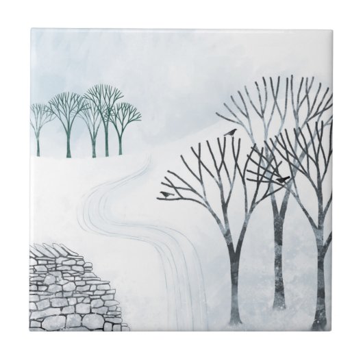 冬の雪景色 タイル (正面)