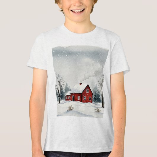 冬の雪景色 トライブレンドTシャツ (正面)