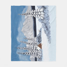 冬の雪景色 ミディアムフリースブランケット フリースブランケット