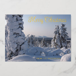 冬の雪景色 メリークリスマス 箔シーズンカード