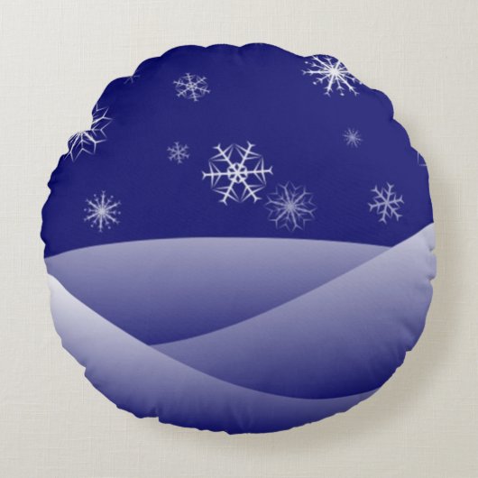 冬の雪景色 ラウンドクッション (正面)