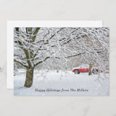 冬の雪景色 & 赤いトラック シーズンカード (正面/裏面)