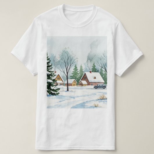 冬の雪景色 Tシャツ (デザイン正面)