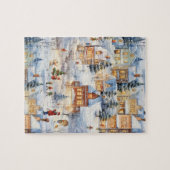 冬の雪村のシーン ジグソーパズル (横)