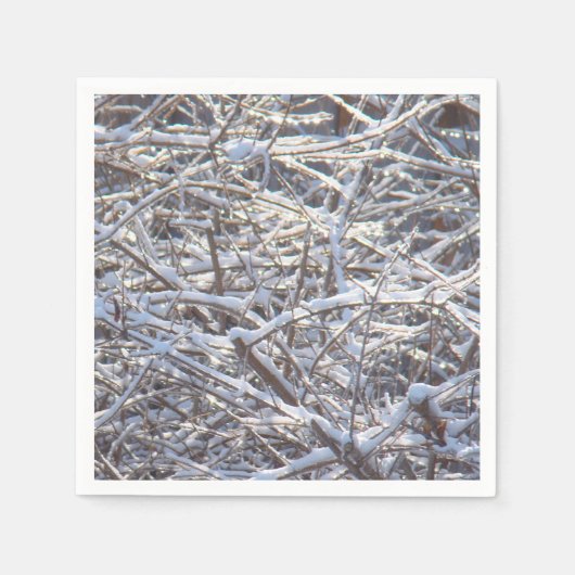冬の雪氷枝 スタンダードカクテルナプキン (正面)