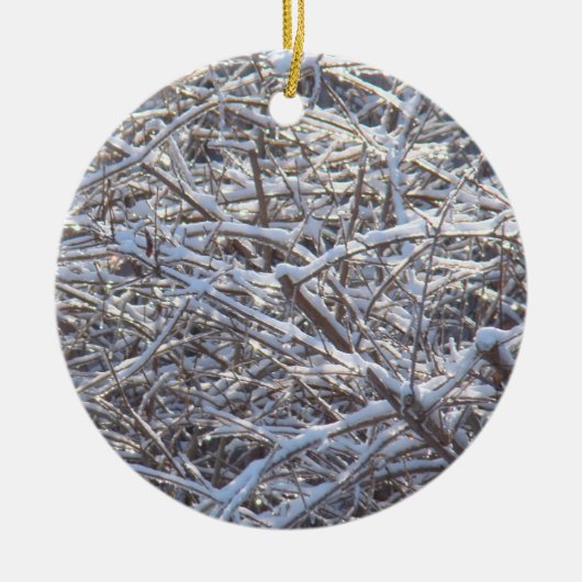 冬の雪氷枝 セラミックオーナメント (正面)