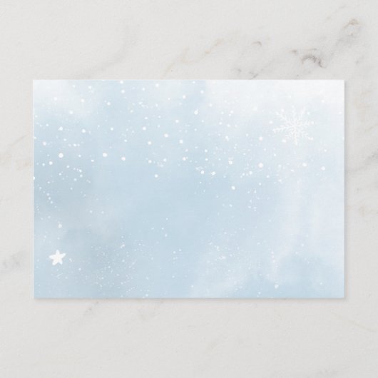 冬の雪氷青おむつラッフルベビーシャワー エンクロージャーカード (裏面)