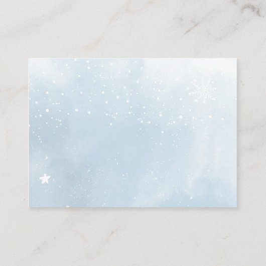 冬の雪氷青ギフトレジストリQRベビーシャワー エンクロージャーカード (裏面)