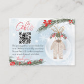 冬の雪氷青ギフトレジストリQRベビーシャワー エンクロージャーカード (正面)