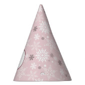冬の雪淡い色の片ピンク6誕生日 パーティーハット (右)