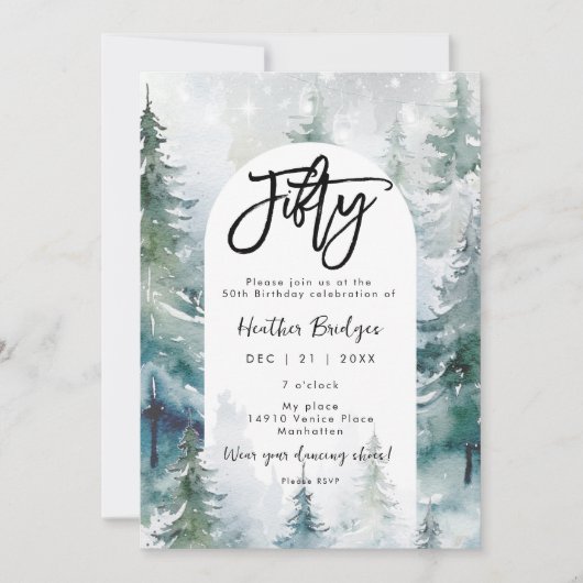冬の雪灯籠50th birthday party 招待状 (正面)