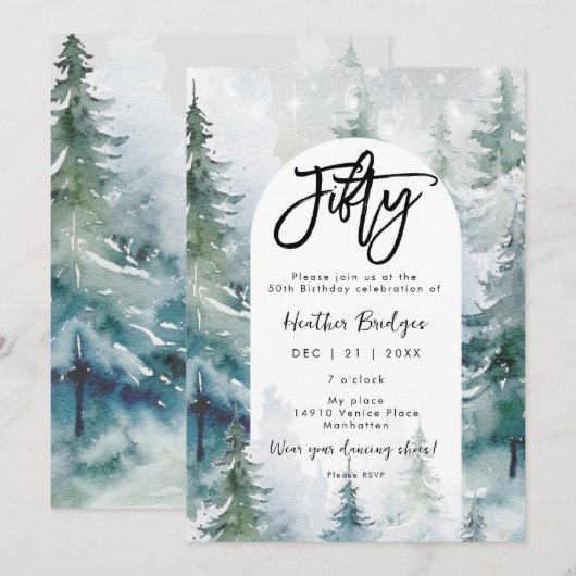 冬の雪灯籠50th birthday party 招待状 (正面/裏面)