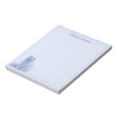 冬の雪片かわいいキツネパーソナライズされたブルー ノートパッド (回転)