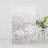 冬の雪片きらきら光る《写真》ぼけ味 便箋 (スタンド正面)