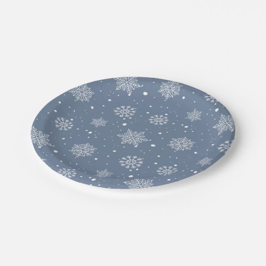 冬の雪片その冷たい外の男の子の赤ちゃんシャワー ペーパープレート (アングル)