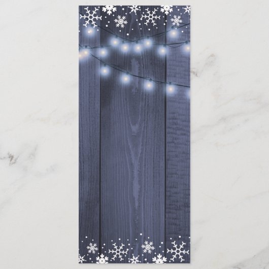 冬の雪片とライトバーンウッドのメニュー メニュー (裏面)