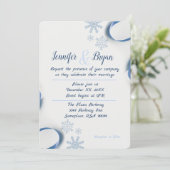 冬の雪片とリボン結婚式招待状 招待状 (スタンド正面)