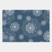 冬の雪片と美しい包装紙 ラッピングペーパーシート (正面2)