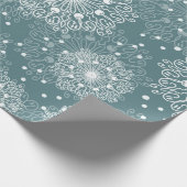 冬の雪片と美しい包装紙 ラッピングペーパー (角)