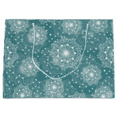 冬の雪片と美しい包装紙 ラージペーパーバッグ (正面)