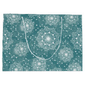 冬の雪片と美しい包装紙 ラージペーパーバッグ (裏面)
