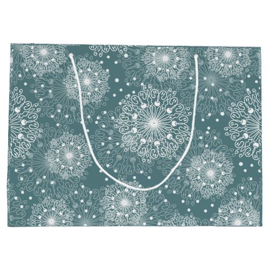 冬の雪片と美しい包装紙 ラージペーパーバッグ (裏面)